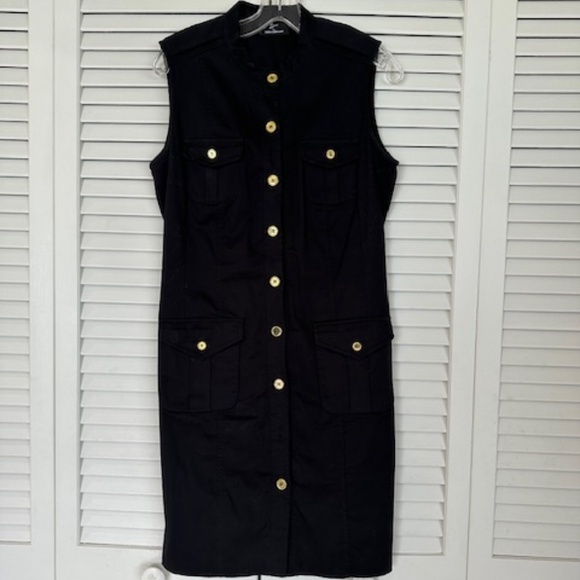 WOMEN'S LEMMIE FOR NINA LEONARD FRONT BUTTON BLACK DRESS WITH BELT,  SIZE: 8. - Picture 6 of 13